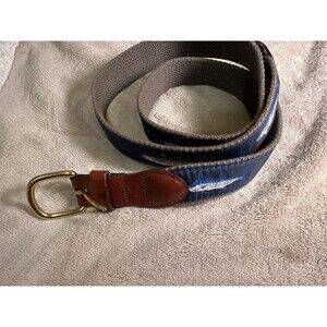 Leather Man Limited USA Canvas Leather Belt Fish Fishing Size 42